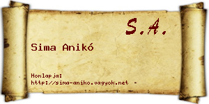 Sima Anikó névjegykártya